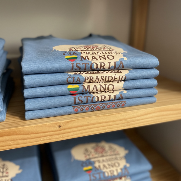 Youth ČIA PRASIDĖJO MANO ISTORIJA Heather Indigo T-Shirt