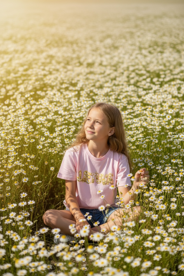Youth LIETUVA Chamomile Pink T-Shirt
