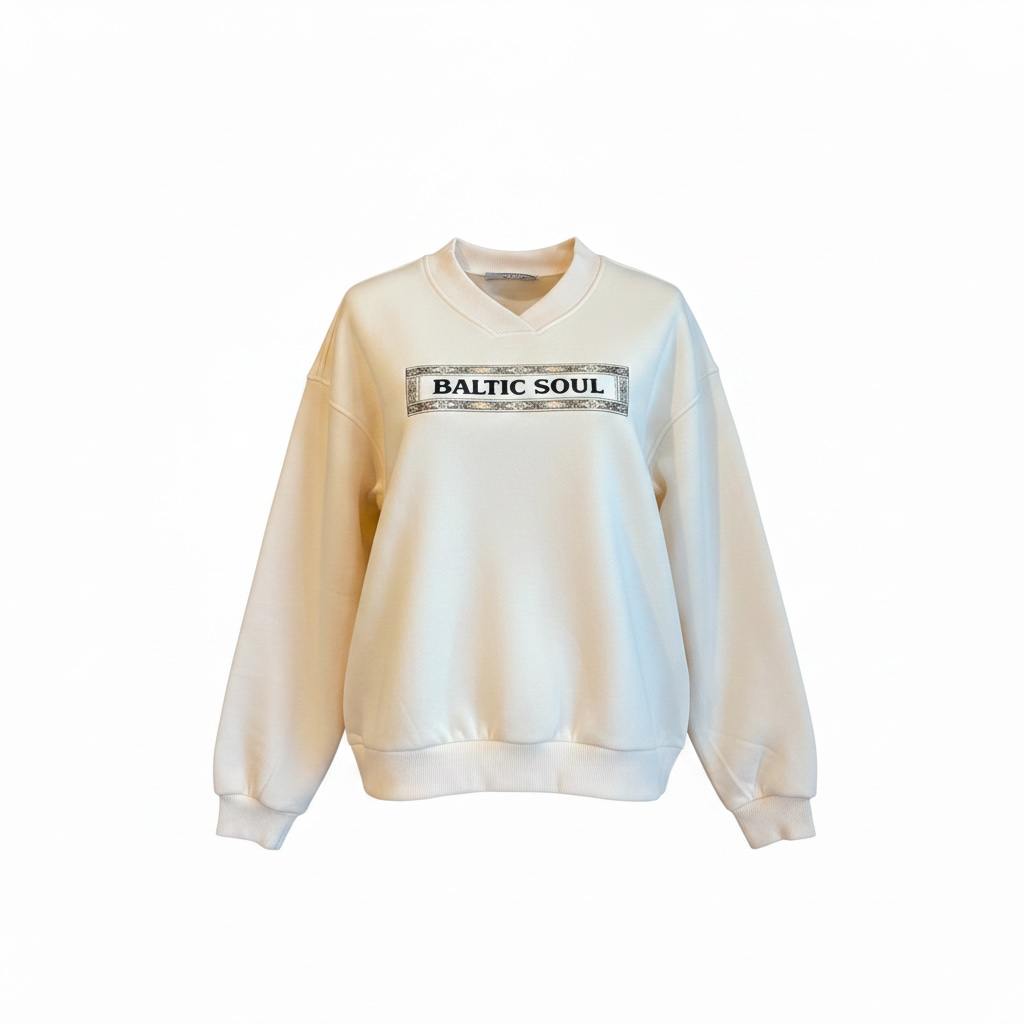 BALTIC SOUL Oversized Fleece V-Neck Sweatshirt