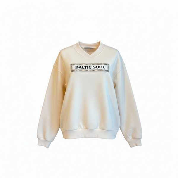 BALTIC SOUL Oversized Fleece V-Neck Sweatshirt