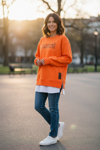 LAISVĖ Oversized Zipper Slit Sweatshirt Mini Dress