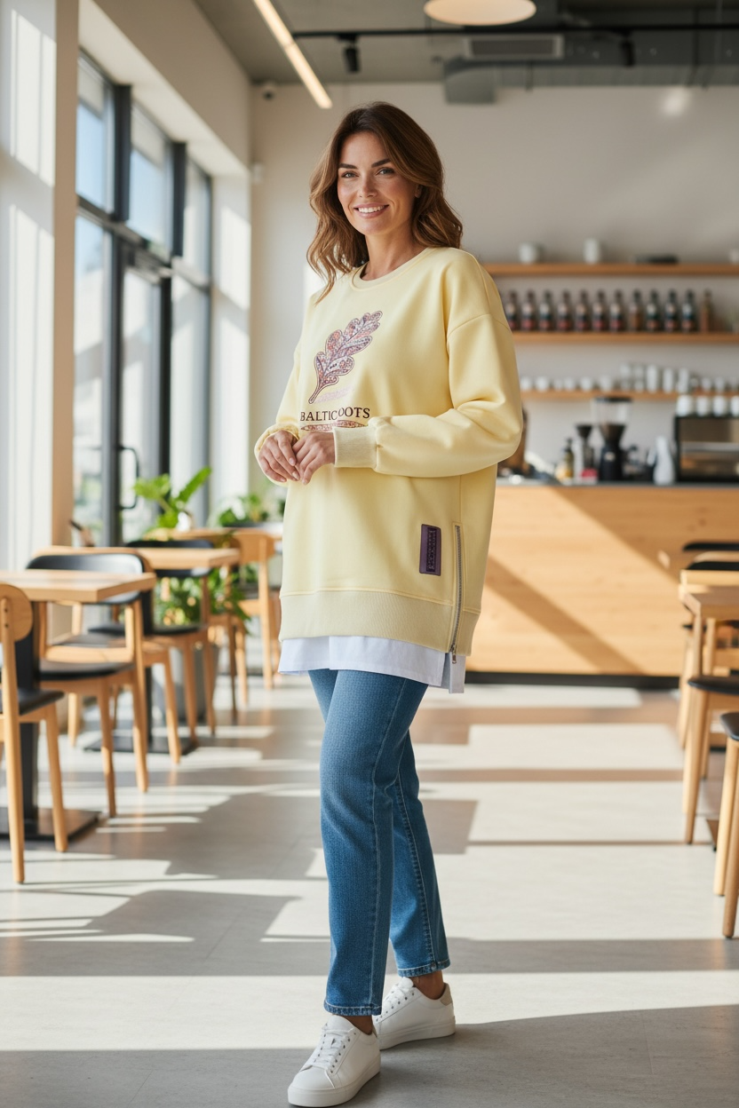 BALTIC ROOTS Oversized Zipper Slit Sweatshirt Mini Dress