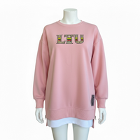 LTU Oversized Zipper Slit Sweatshirt Mini Dress